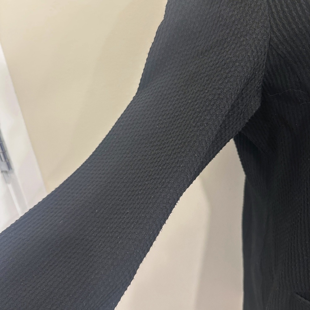 Eileen Fisher Black‎ Waffle Knit Shawl Collar Longline Cardigan Large Minimalism - Picture 5 of 8